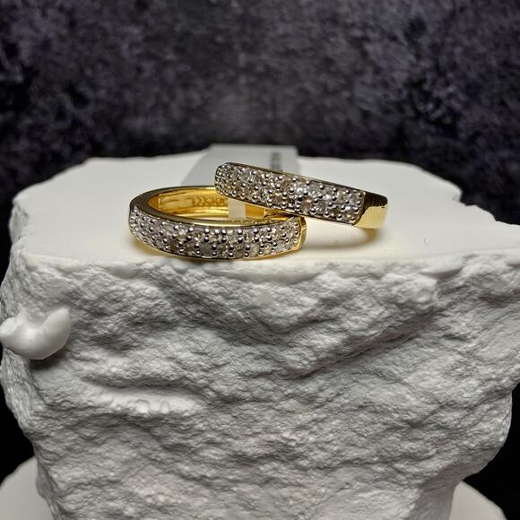 Other Jewelry - 0.25 CTW Natural Diamond Gold over 925 Sterling Silver Small Huggie Earrings